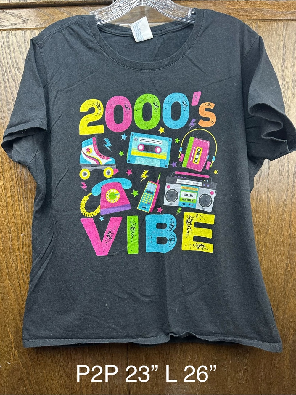 Port and Company Black "2000's Vibe" Graphic Short Sleeve Tee